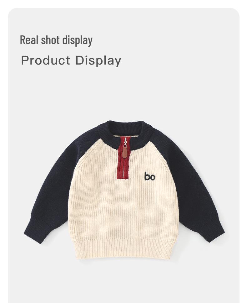 DUUDUU Kid's Korean Style Knit Sweater - 2025 Autumn/Winter Warm Top for Toddlers and Boys
