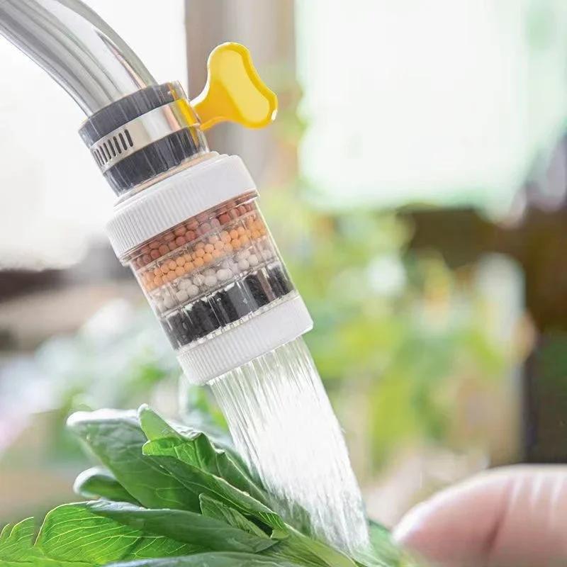 6 Layer Water Filter Tap Purifier Disconnectable 360Degree Splash-proof Rotation Universal Faucet Tap for Home Kitchen Bathroom