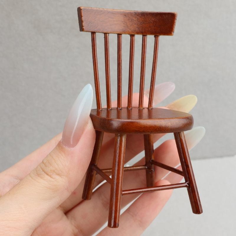 3PCS 1:12 Scale Miniature Kitchen Furniture Set Realistic Wooden Dollhouses Accessories For Dining Room Decors