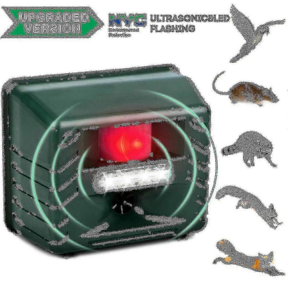 (EU Plug)Advanced Ultrasonic Animal Repeller - Motion Activated with Alarm & Strobe Light for Birds Rodents,Pigeons, Starlings, Sparrows And Seagulls