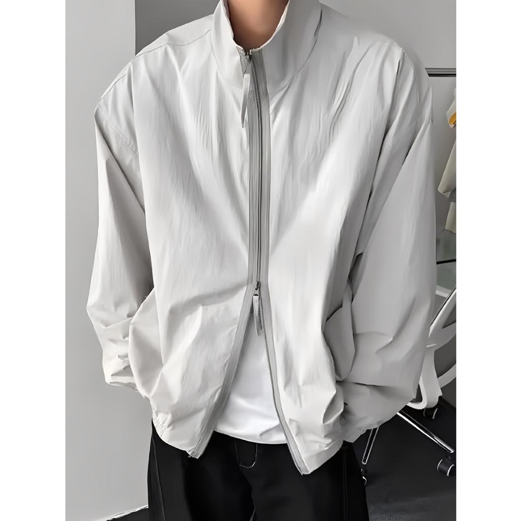Jacket Men's Spring and Autumn Anti-splashing American Retro Stand-up Collar Couple Versatile Simple Thin Jacket Jacket Top
