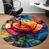 1pc Rose Bloom Office Round Area Rug, Under Office Chairs Bedroom Living Room Home Decor, Room Deco