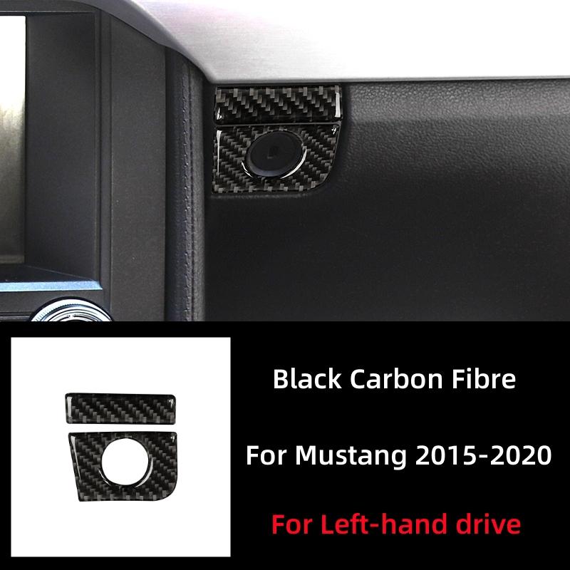 For Ford Mustang GT 2015- Car Accessories Carbon Fiber Interior Car Co-pilot Storage Box Switch Panel Cover Trim Stickers
