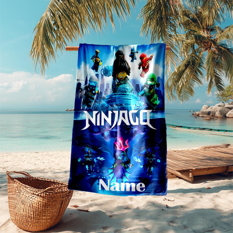 Personalized customized proof beach towel with Lego Ninjago pattern - soft, absorbent,quick-drying,perfect swimming,camping&bathing