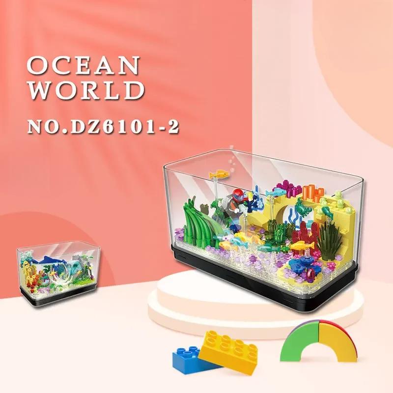 Ozean Exploration Fisch Tank Dekoration Modell Kinder montieren Bausteine Spielzeug