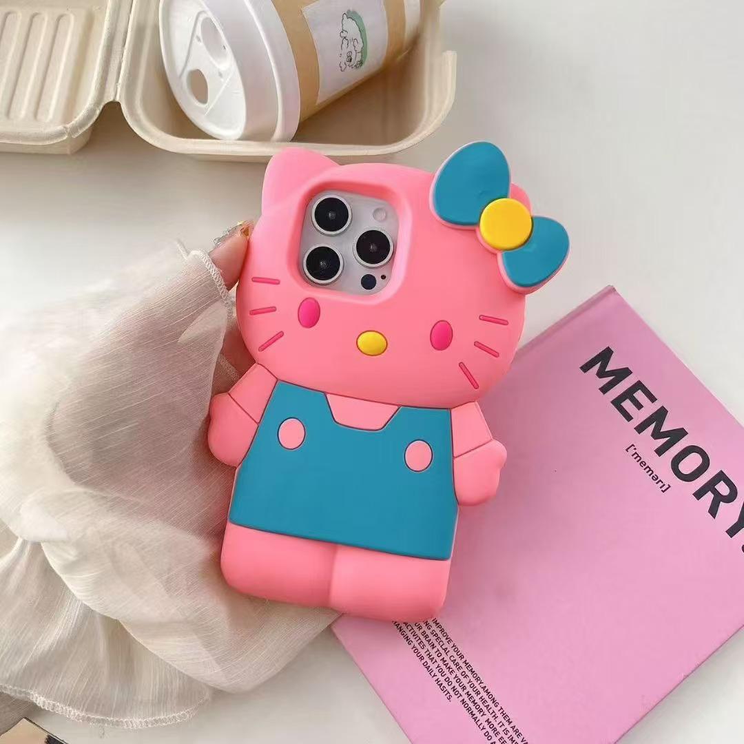 

Стиль INS Бантик Hello Kitty М який силіконовий чохол для iPhone 17 16 15 14 13 12 11 Pro Max 17 Pro 3D Мультяшний Ударостійкий Чохол для Телефона iPhone17 рожевий