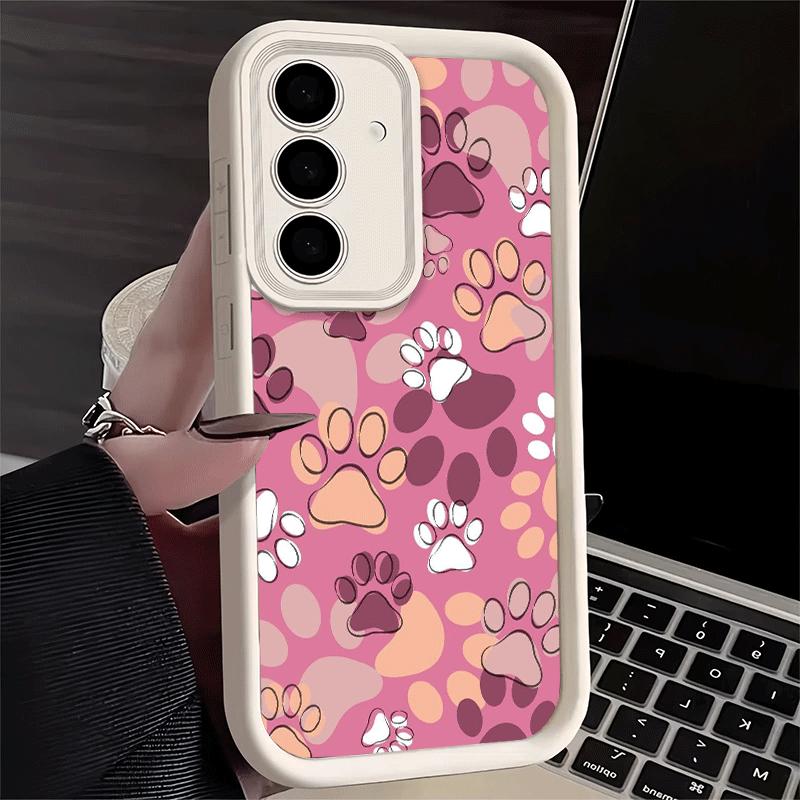 Phone Case for Samsung Galaxy S26 S25 Ultra S24 FE Dog Footprint Paw Cute Pattern Shell S23 Plus S22 + S21 S20 5G Soft Silicone