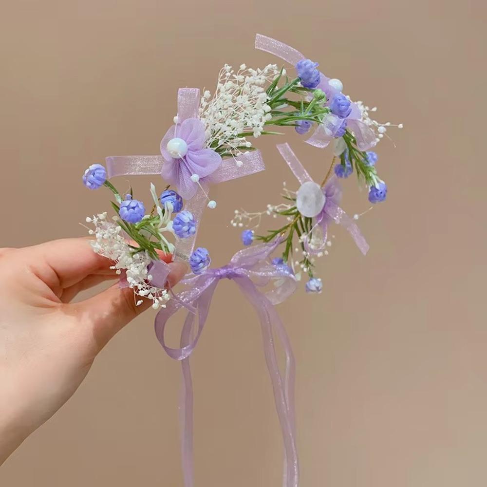 Party Headwear Artificial Flower Crown Children Hair Accessories Wedding Headband  Girls Gift