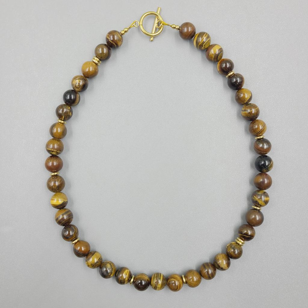 Summer Beach Jewelry Dainty Layering Choker Chunky Gemstone Genuine Aquamarine Beaded Necklace with Gold Toggle Clasp