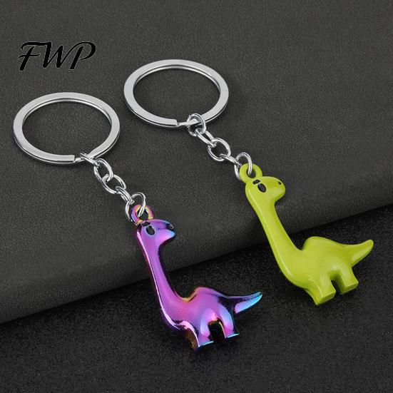 Alloy Keychain Dinosaur Material Durable Electroplated Cute Long Neck Brachiosaurus Charm for Keys Bags Kids Adults Gift In Phantom Green Colors
