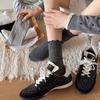 Socks For Women, Solid Color Double-Needle Fungus Edge Medium Long Tube Stacking Socks, Versatile Combed Cotton Confinement Socks