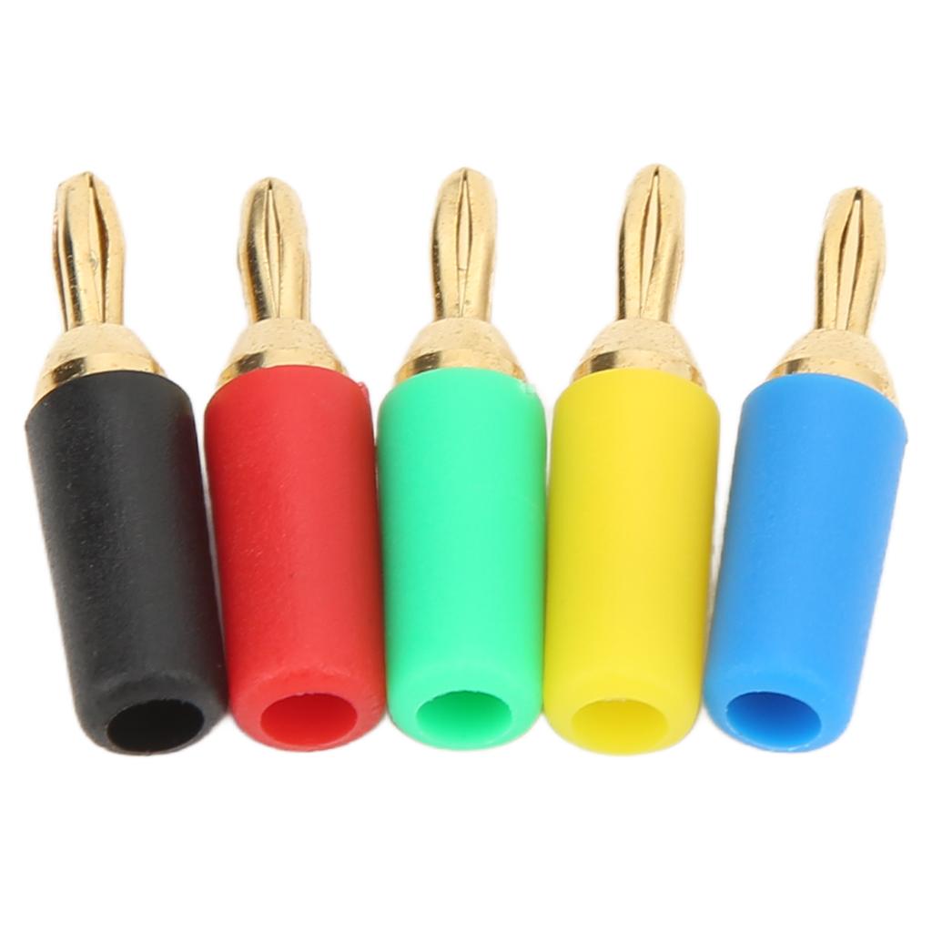 2set Banana Plug 2.5mm 0.1in 4 Leaf Type 5 Color Screwed Welded Fixing Brass Gold Plated Electrical Connector
