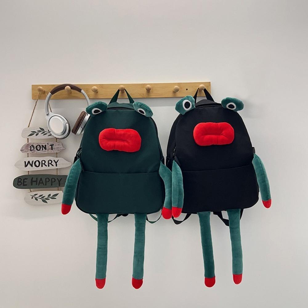 New Kawaii Rucksack Cartoon Plush Frog Children's School Backpack Lightweight Large Capacity Book Bags Learning Supplies