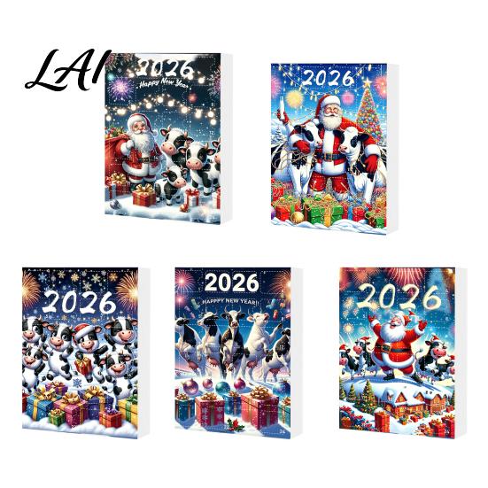 Creative Holiday Gift for Cow Lovers Christmas Ornament Advent Calendar 2026 24 Days 2D Acrylic Hanging Pendant Durable Decor Countdown Calendar Pcs