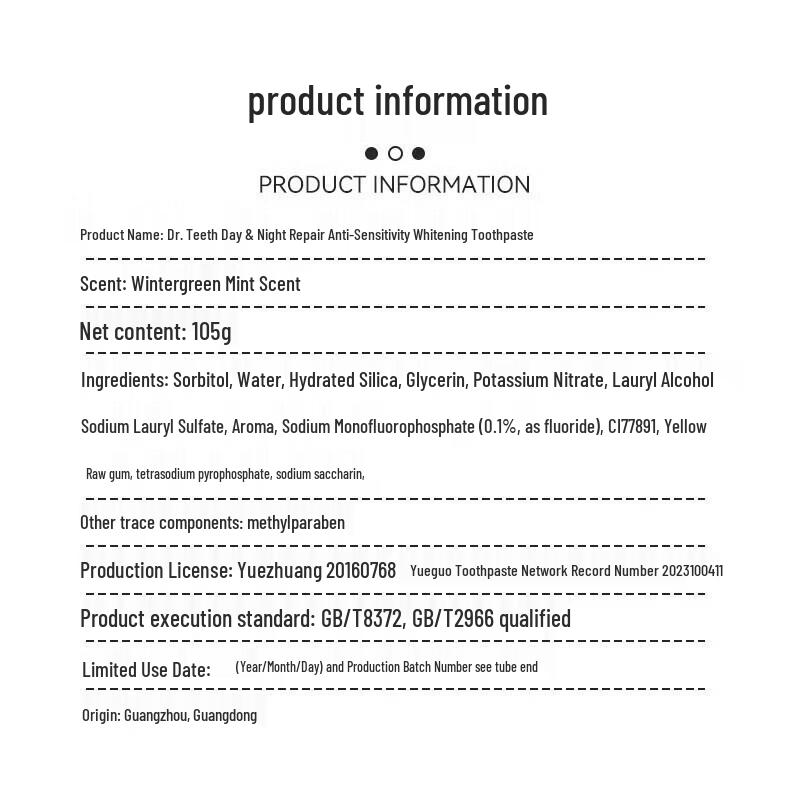 Dr. Tooth Day & Night Repair Anti-Sensitivity Whitening Toothpaste