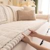 Thick Plush Non-Slip Sofa Seat Cushion Cover, Warm Flannel Straight Row Sofa Slipcover Mat for Autumn Winter