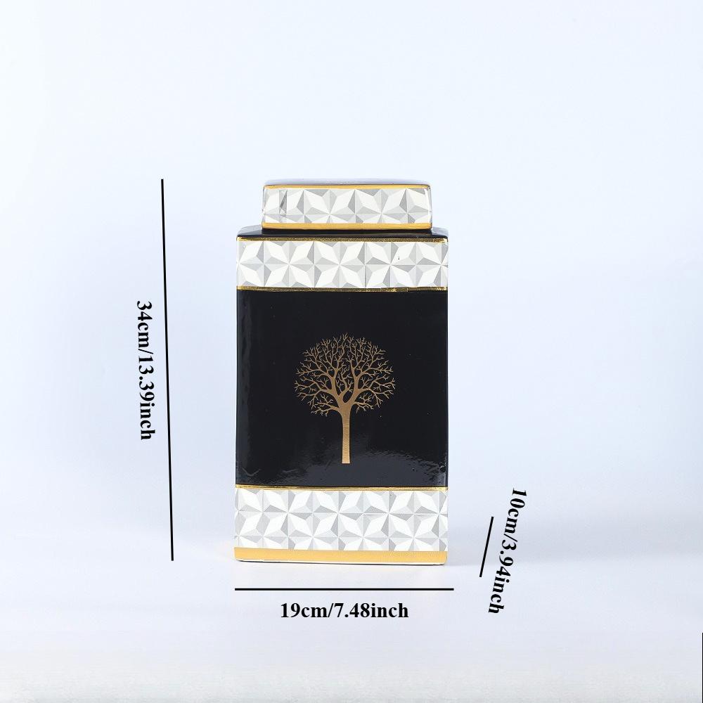 Light Luxury Three In One Ceramic Jar with Lid, Home Decoration, Handicrafts, Storage Cabinets, Vases, Multi-purpose Design