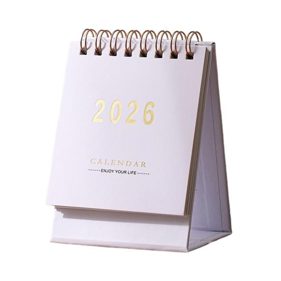 2026 Desktop Calendar Minimalist Calendar with 18-Month Planner Metal Coil & Memo Pad English Handmade Desktop Decoration for Office Home School Use