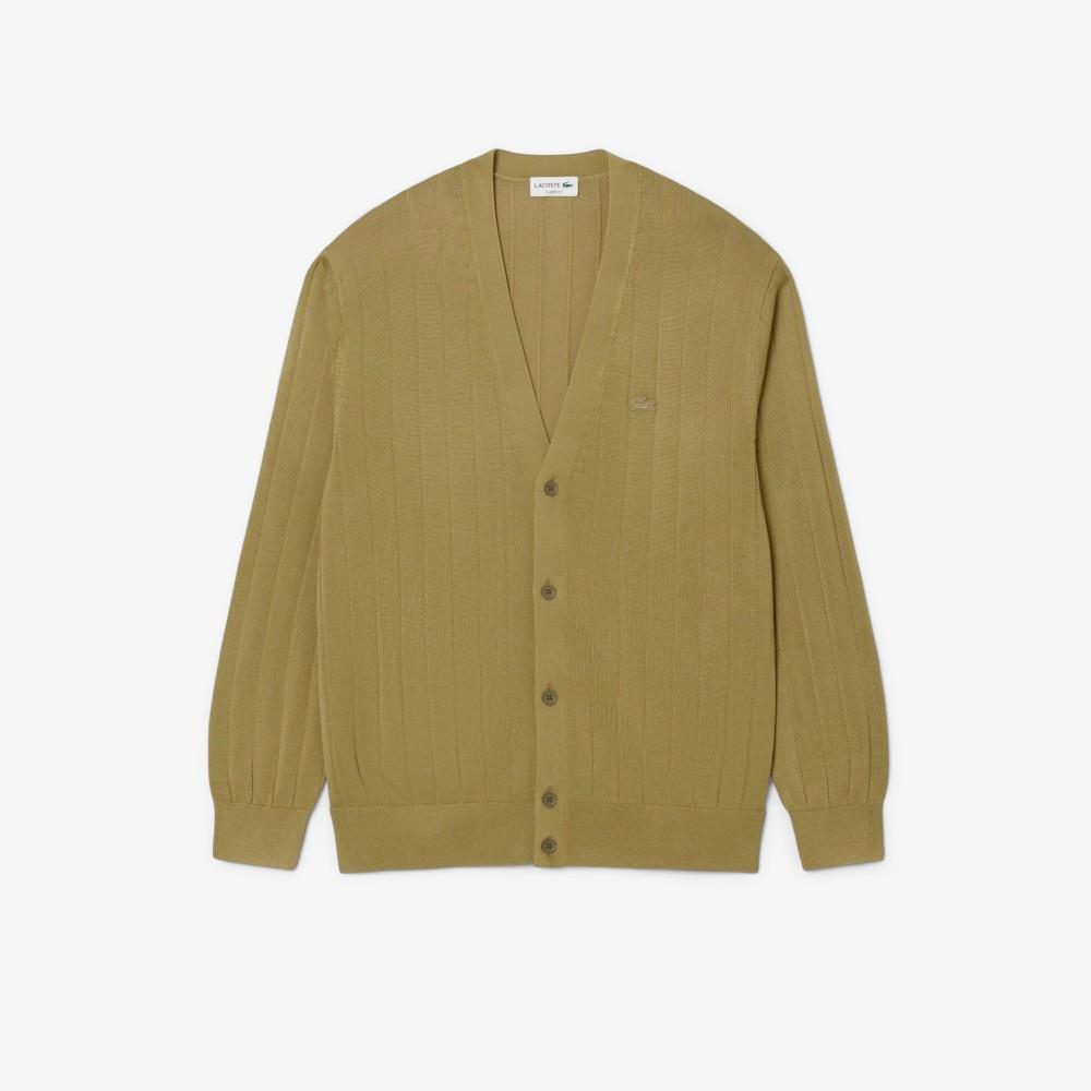 [Lacoste] Men's Cotton Rib Cardigan AH5338-55NE9F
