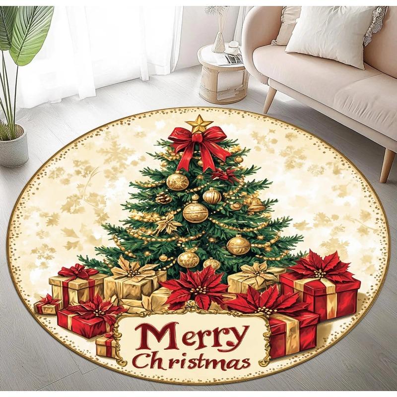 Christmas Carpet Merry Christmas Mat Christmas Tree Carpet Round Christmas Tree Rug Christmas Decoration Carpet Christmas Gift