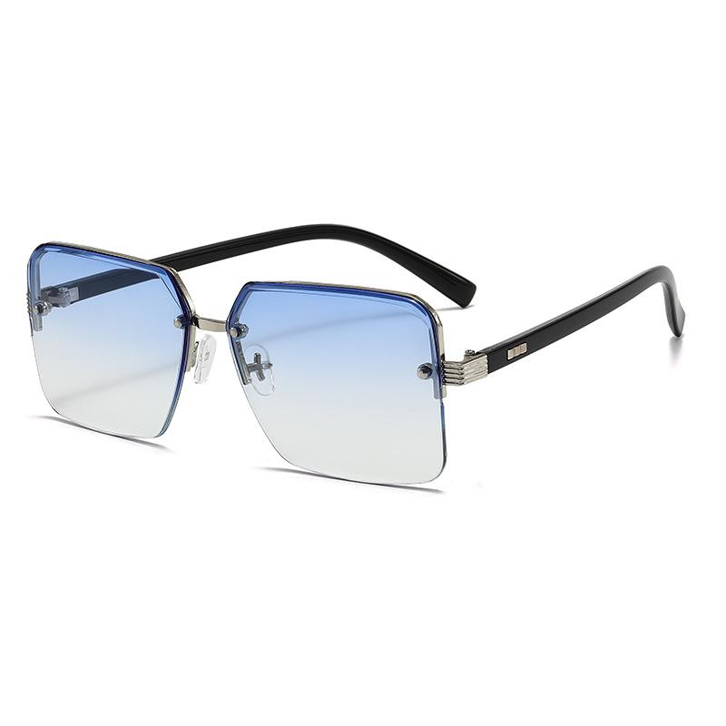 New fashion men's trendy sunglasses square PC sunglasses women's street shooting sunscreen sunshade copy half frame sunglasses