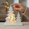 Exquisite Housewarming Presents Christmas Girl Reindeer Tabletop Decor, 3D Printed Fairy Tale Forest Silhouette Stable Base Decorative Figurines with