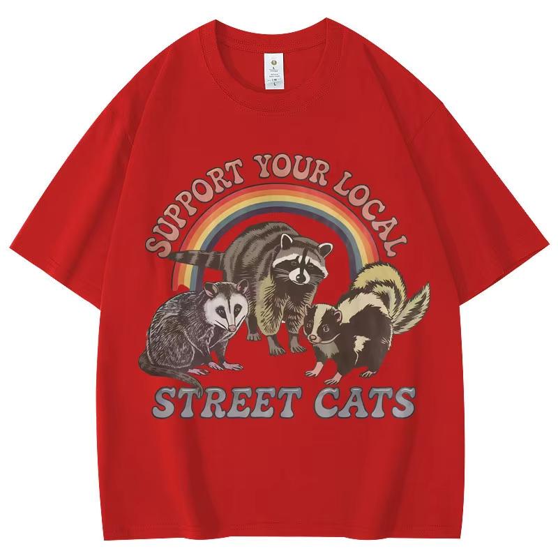 Vintage Funny Racoon Meme Graphic T Shirts Men Women Clothing Fashion Short Sleeve T-shirt Summer Casual Pure Cotton T-shirts