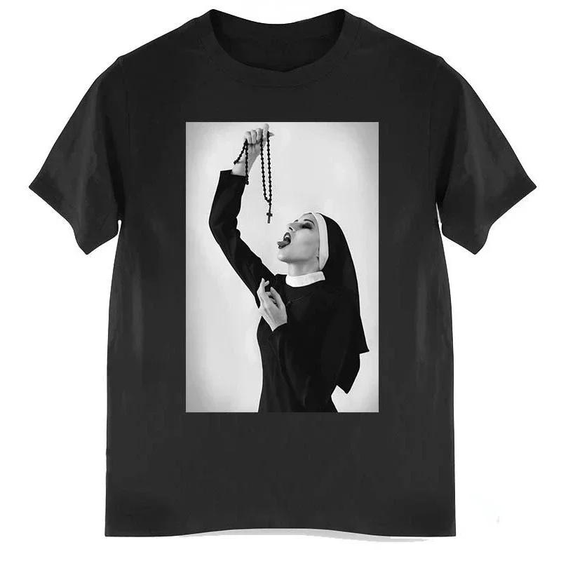 2025 new model Nun _ Nun Smokes Print TShirt Distinctive Play Bowling men Hipster Tees Casual Streetwear Unisex Clothing Summer