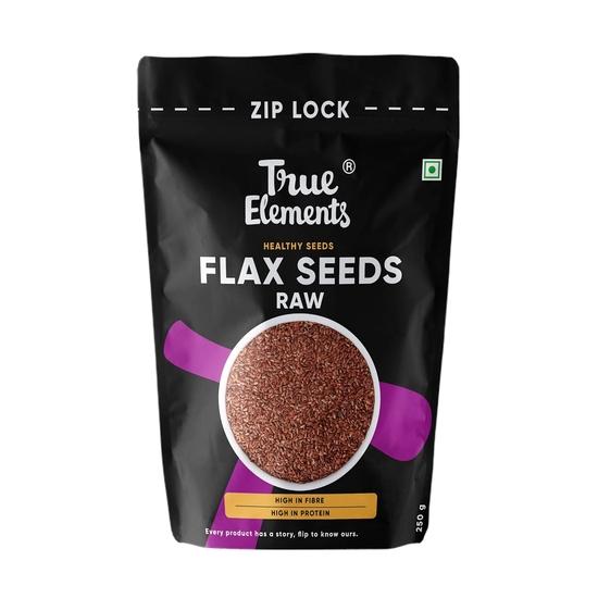 True Elements Flax Seeds 500g - Alsi Seeds | Flax Seeds for Hair Growth | Raw Seeds for Eating | Source of Iron & Dietary Fibre | Rich in Protein