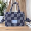Casual Handbag, Checkered Denim Hand-held Bag, Women's Crossbody Bag