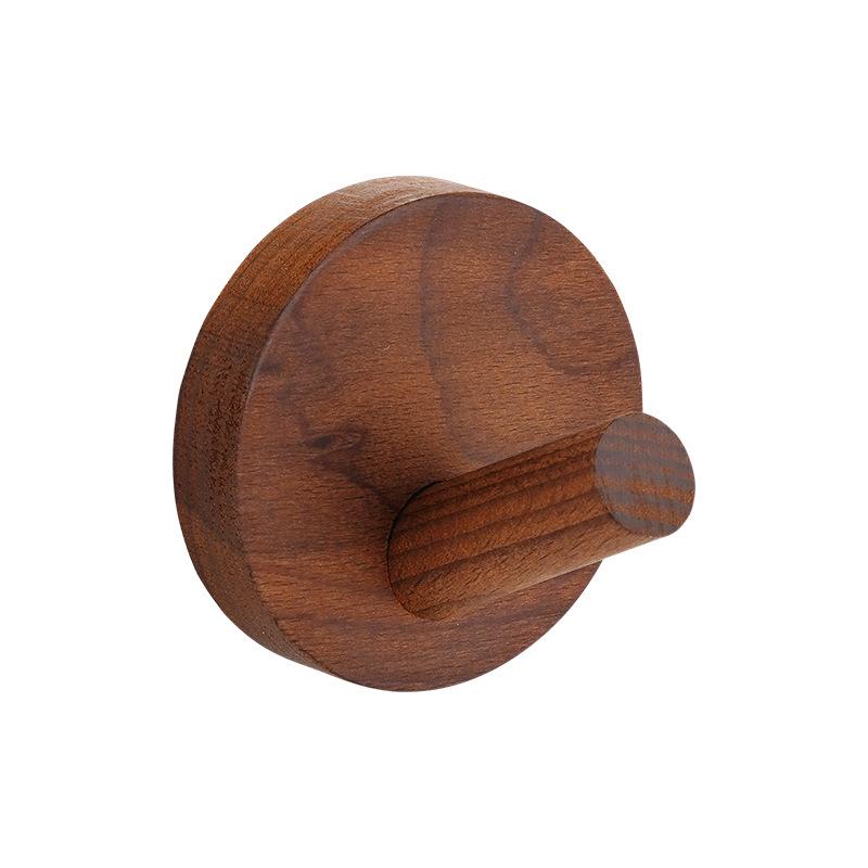 Simple Beech Walnut Wood Hook Hanging Hanger Punch Free Wall Hooks Bedroom Coat Storage Rack Home Towel Key Decoration Hook
