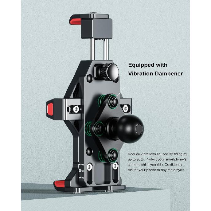 BRCOVAN Aluminum Alloy Motorcycle Phone Mount With Vibration Dampener & High-Speed Secure Lock, Anti-Theft Handlebar Cellphone Holder For Motorcycle