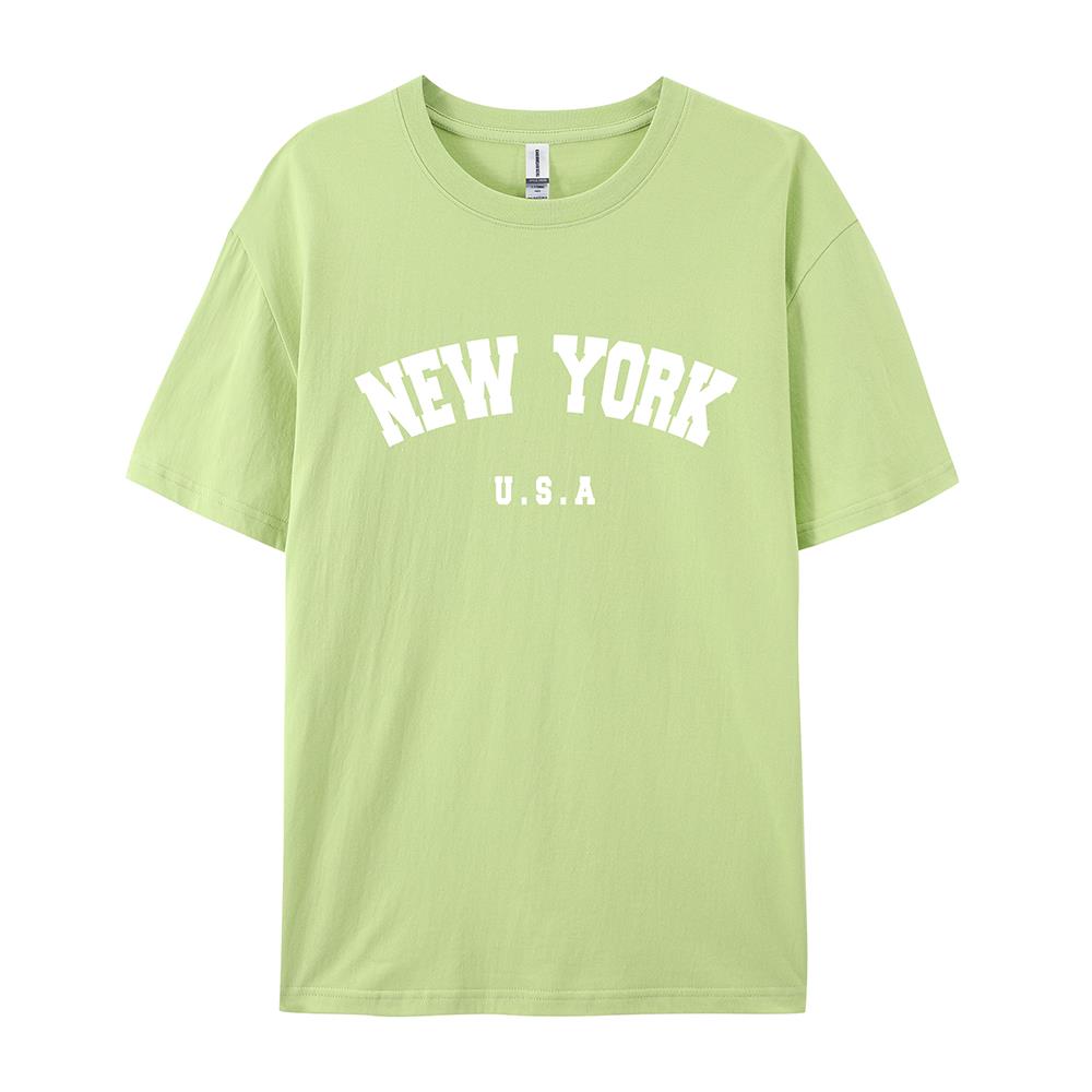 NEW YORK U.S.A Street Letter Style Printed Women T-Shirts Cotton Quality Short Sleeve Summer Breathable Hip Hop Tee Clothing