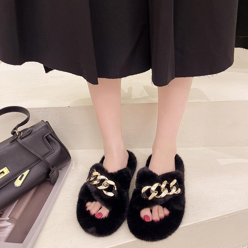 Mao Mao slippers women's outer wear 2025 new autumn and winter Korean version thick bottom height increase small home plush cotton slippers