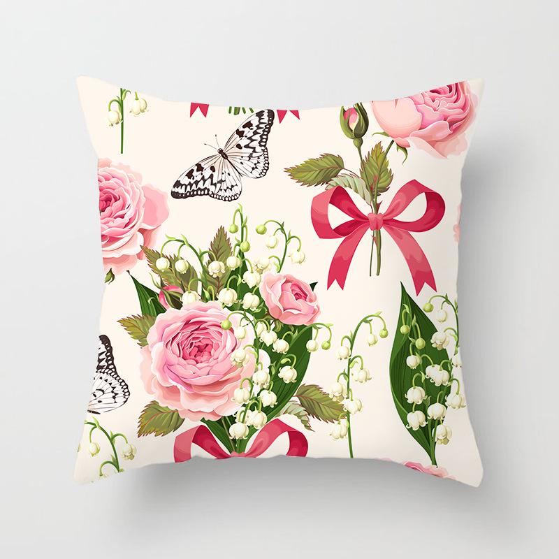 Nordic Style Spring Flower Print Pillowcase Living Room Office Sofa Cushion Cover Home Decor Pillowcase