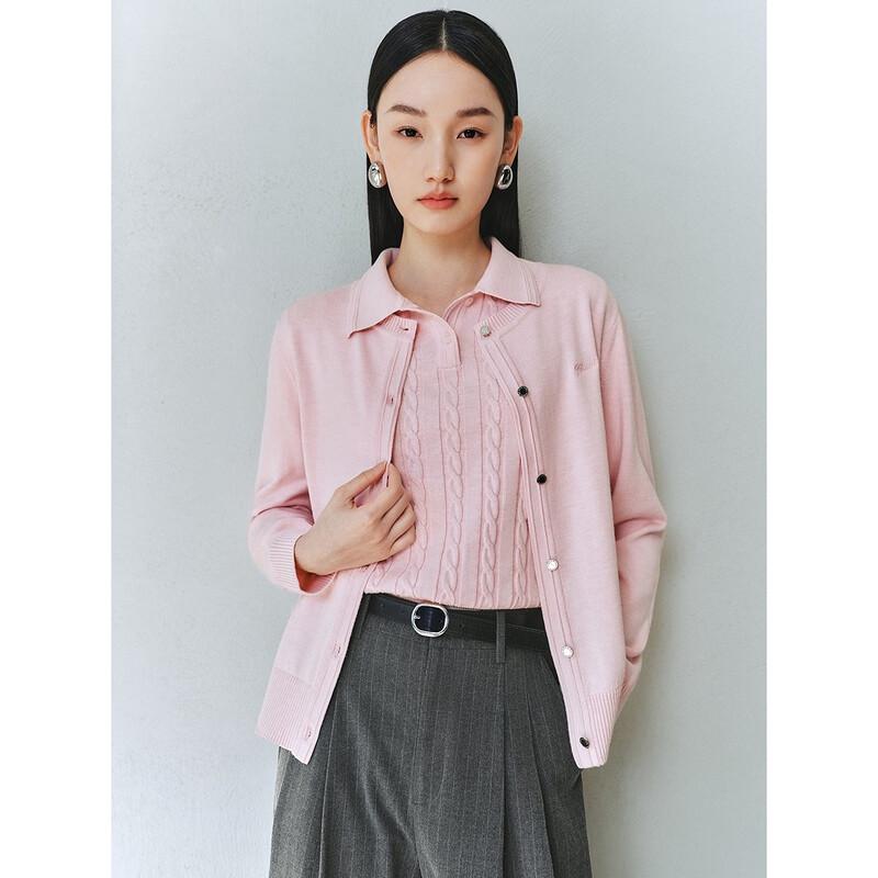 Peacebird Women's Miu Series Cable Knit Polo Cardigan