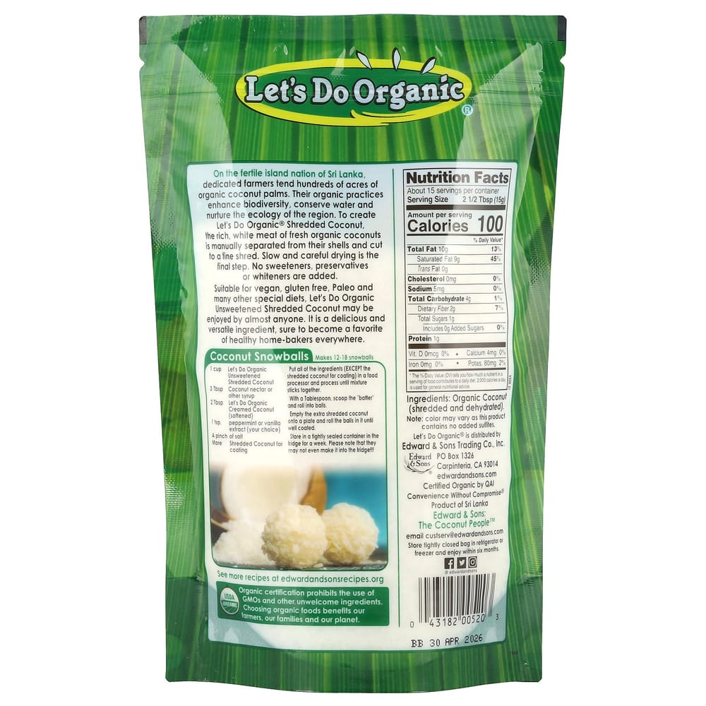 Edward & Sons Let's Do Organic 100% Unsweetened Coconut Flour, 227g (8 oz)