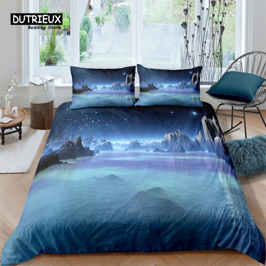 Luxury 3D City and Mountain Print Home Living Comfortable Duvet Cover Pillowcase Kid Bedding Set Queen and King EU/US/AU/UK Size
