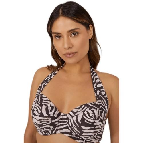 Gorgeous Womens/Ladies Animal Print Non-Padded Bikini Top 32FF marron