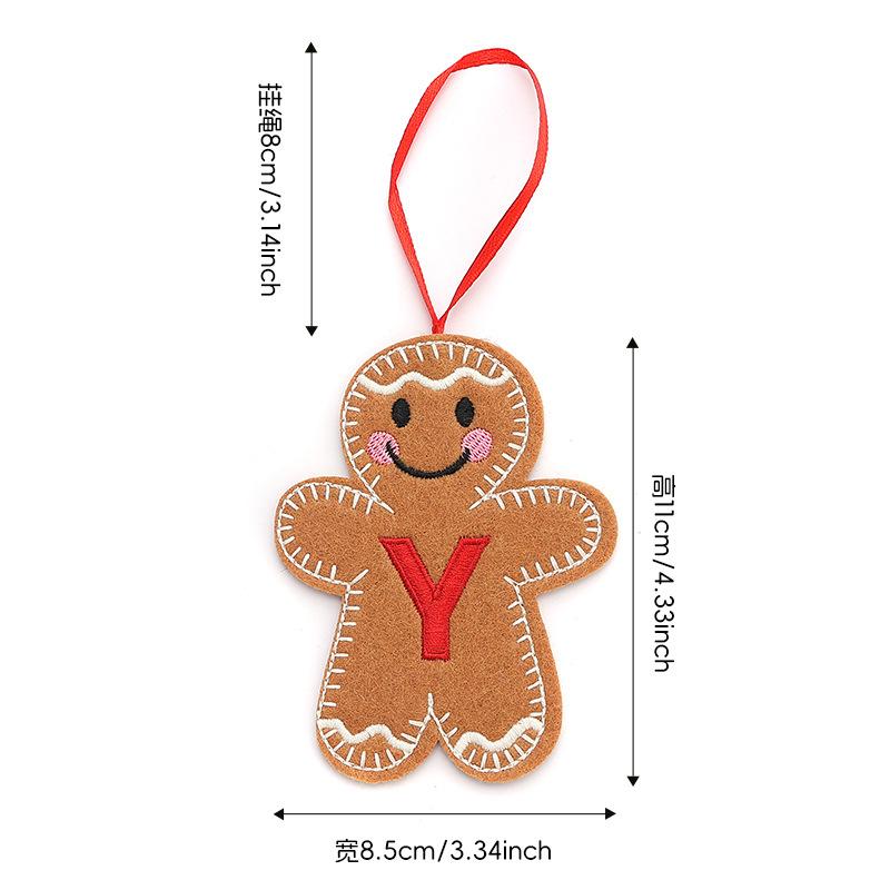 Gingerbread Man Ornaments for Christmas Tree Hanging Decor with Alphabet Letters Festive Holiday Home Decorations Gift