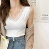 Frauen Sommer Spitze V-ausschnitt Gestrickte Leibchen Weste Tops Ärmellose Eis Seide Schlank Bodenbildung Shirt Einfarbig Oberbekleidung