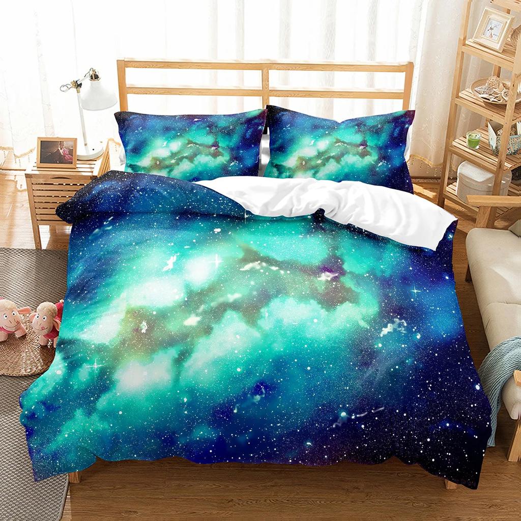 Galaxy Duvet Cover Set Starry Sky Comforter Cover Universer Outer Space Theme Bedding Set Single Twin Queen Size For Teens Boys