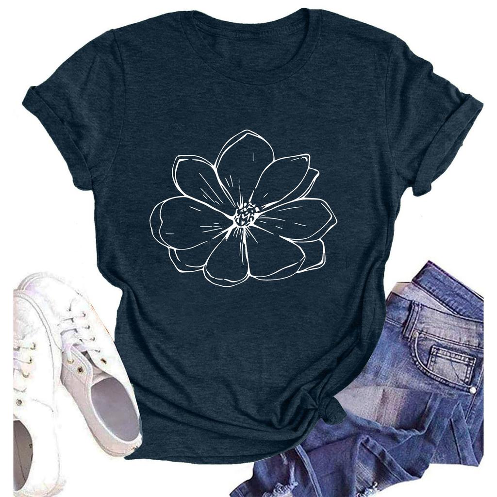 Women's Fashion Casual Summer Comfortable Printed Round Neck Short Sleeve Top Blouse