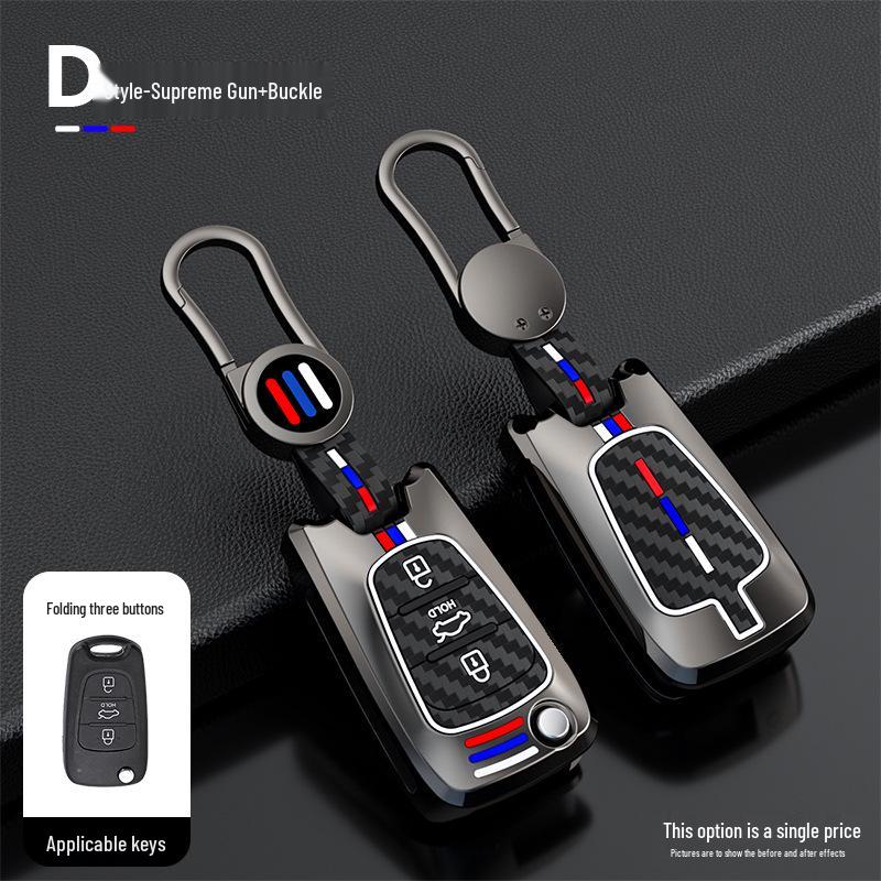 Car Key Case for Kia K2 K5, Hyundai Elantra, Langdong, Reina, ix35, Sportage - Protective Shell with Buckle