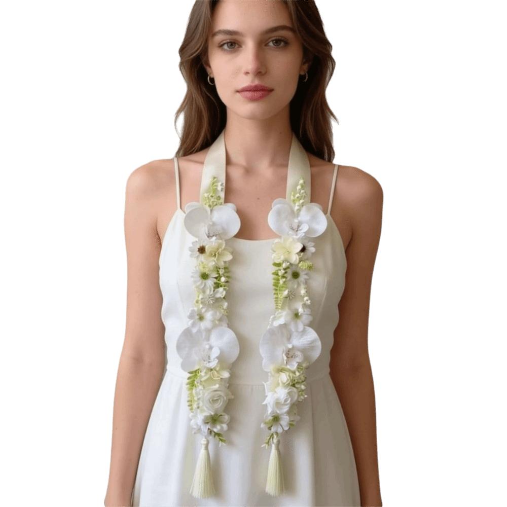 Artificial Flower Satin Flower Sash Silk Fabric Decorative Sash Wedding Banquet белый