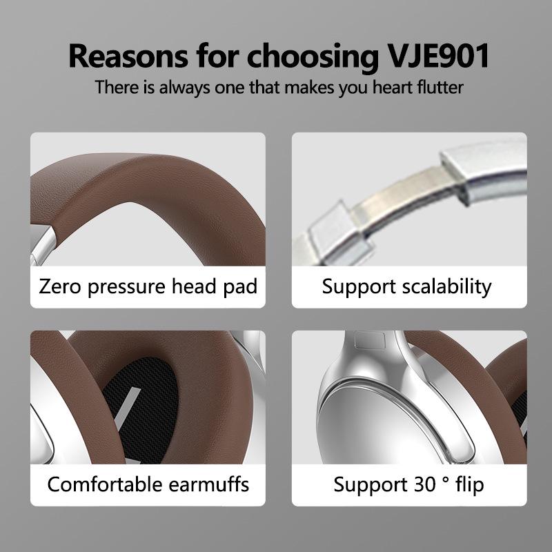 VJE901 Wireless Bluetooth Retro Over-Ear Sports Metal Retractable Headphones