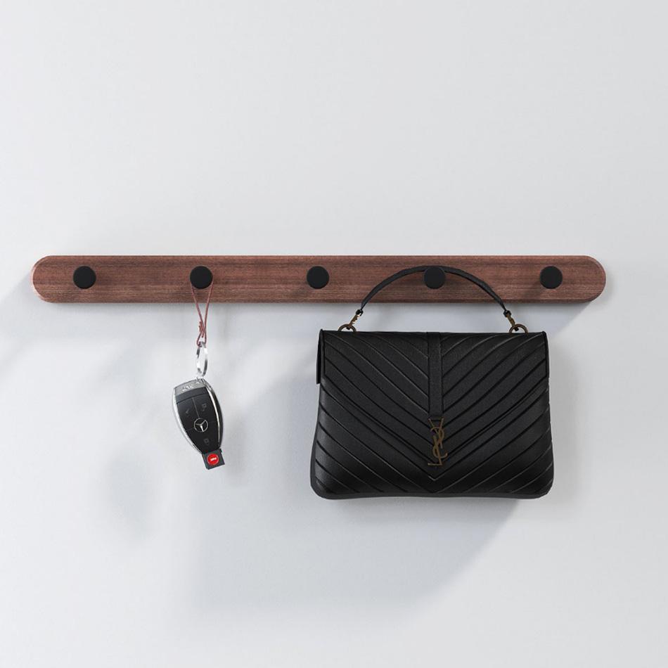 Wood Wall Hook Black 3 4 5 Round Dot Hooks for Lavatory Bathroom Creative Wall Mount Door Key Storage Hanger Coat Towel Holder