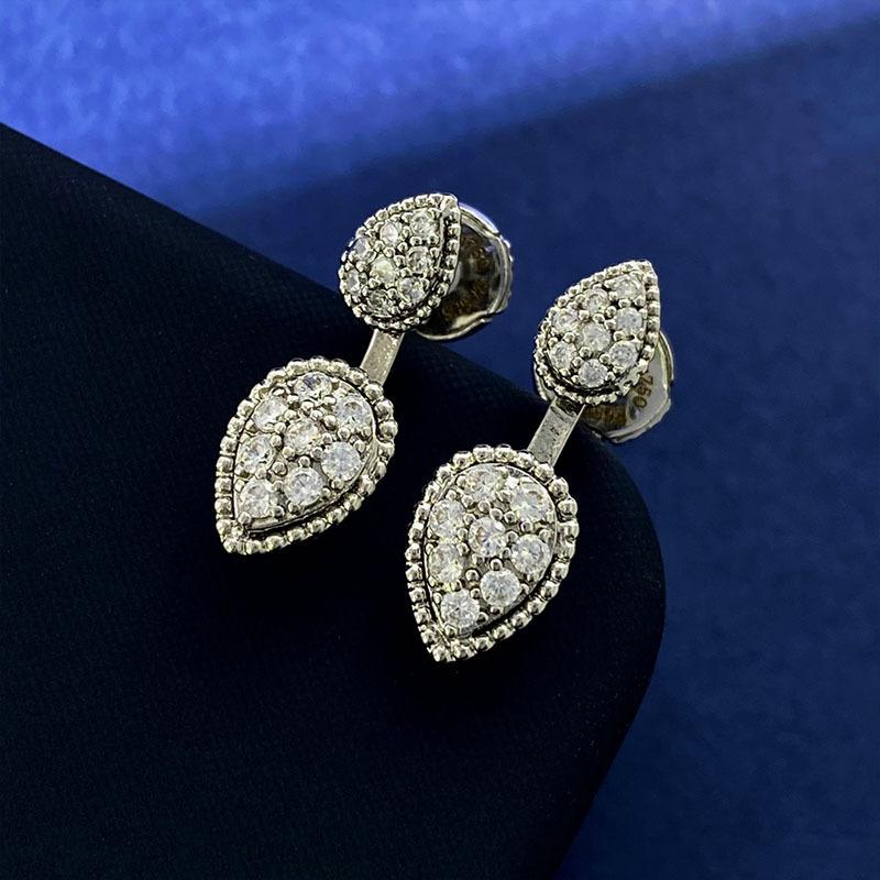 

Серьги-гвоздики с двойными каплями воды и бриллиантами, покрытые медью, 18-каратное золото, легкая роскошь, модные серьги Ins Temperament, звезда серебряный