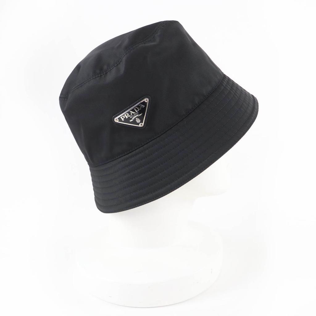 Excellent PRADA hat RE-NYLON Triangle with logo Bucket black Women S 1HC137 Used