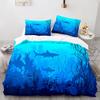 Blue Sea World Bedding Sets 3D Print  Sea Animal Dolphins Sharks And Cartoon Quilt Queen Duvet Cover Set Kids Adult Bedclothes